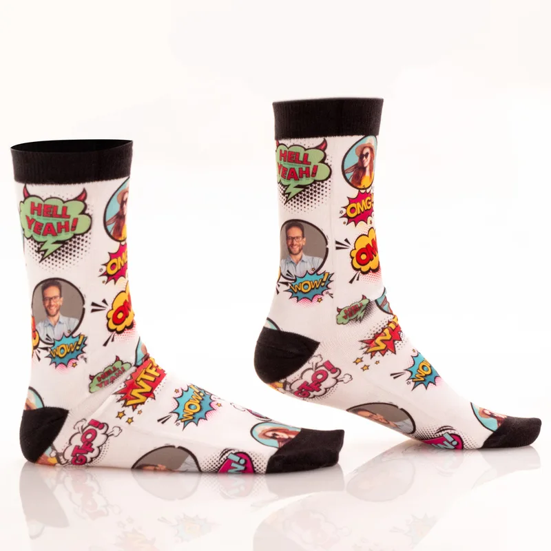 Personalised Pop Art Comic Photo Socks for Any Occasion