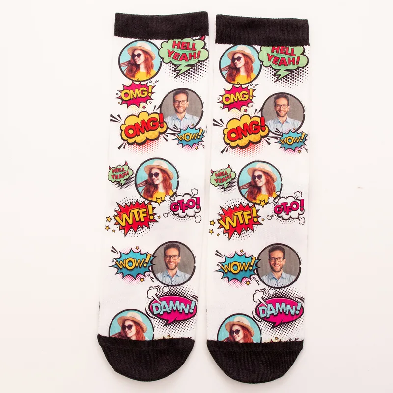 Personalised Pop Art Comic Photo Socks for Any Occasion