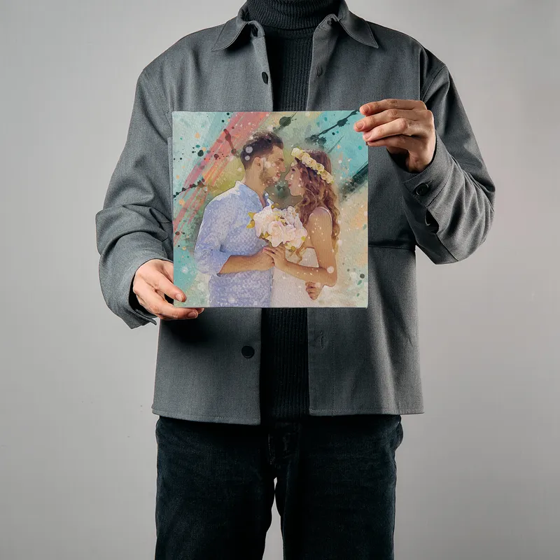 Pop Art Designed Couples Special Photo Printed Canvas Art Print