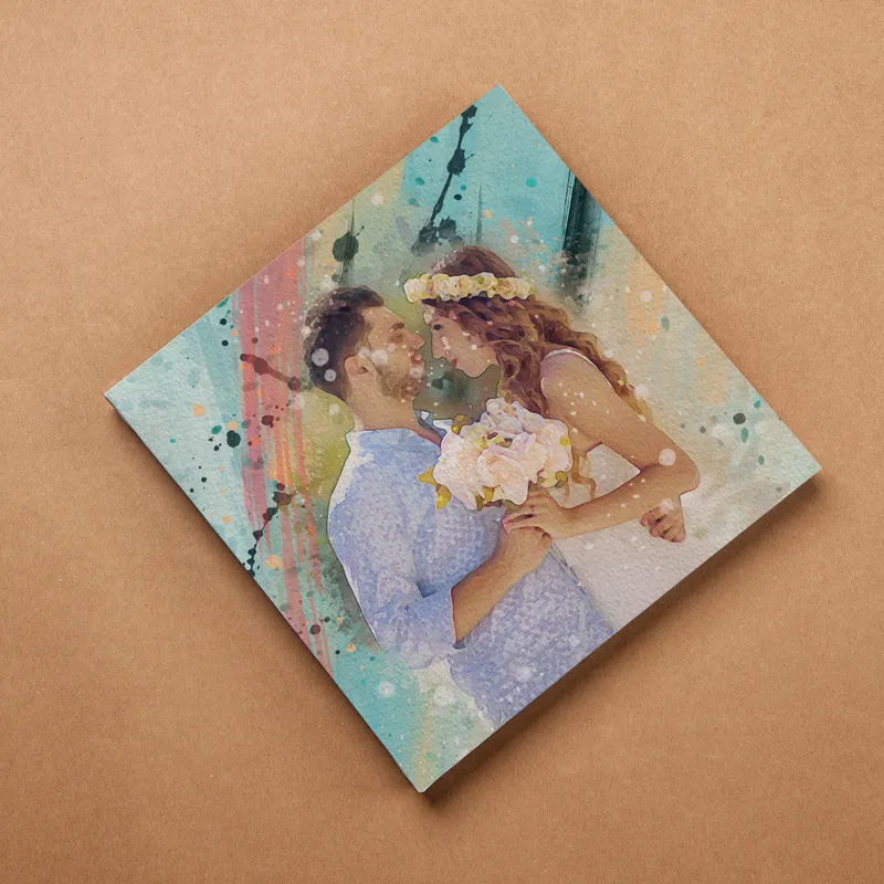 Pop Art Designed Couples Special Photo Printed Canvas Art Print