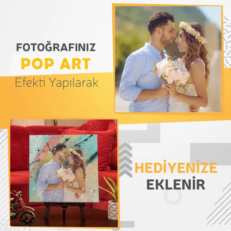 Pop Art Designed Couples Special Photo Printed Canvas Art Print