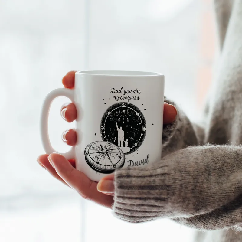 Porcelain Cup with Dad, You Are My Compass Design