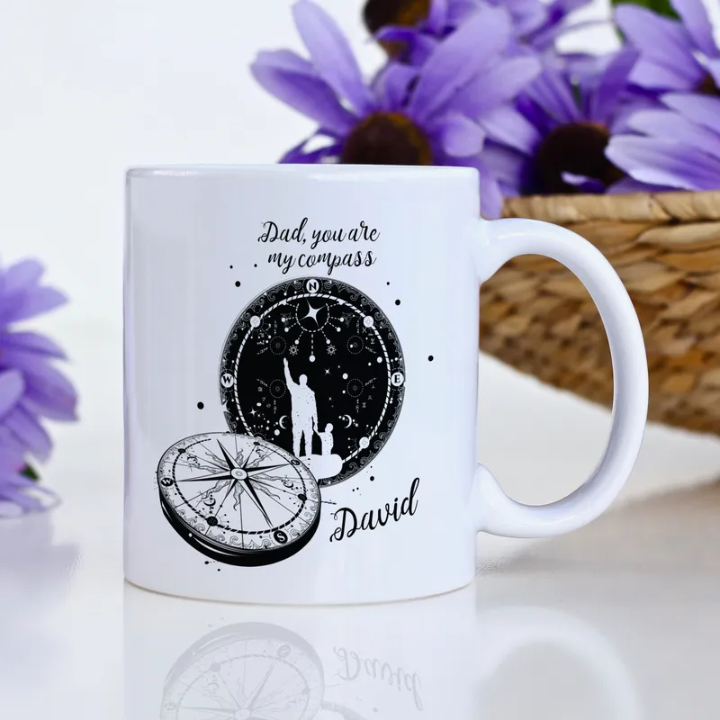 Porcelain Cup with Dad, You Are My Compass Design