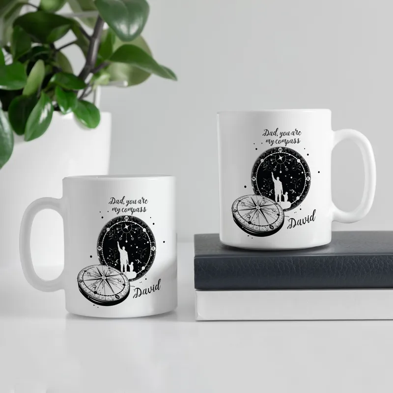 Porcelain Cup with Dad, You Are My Compass Design