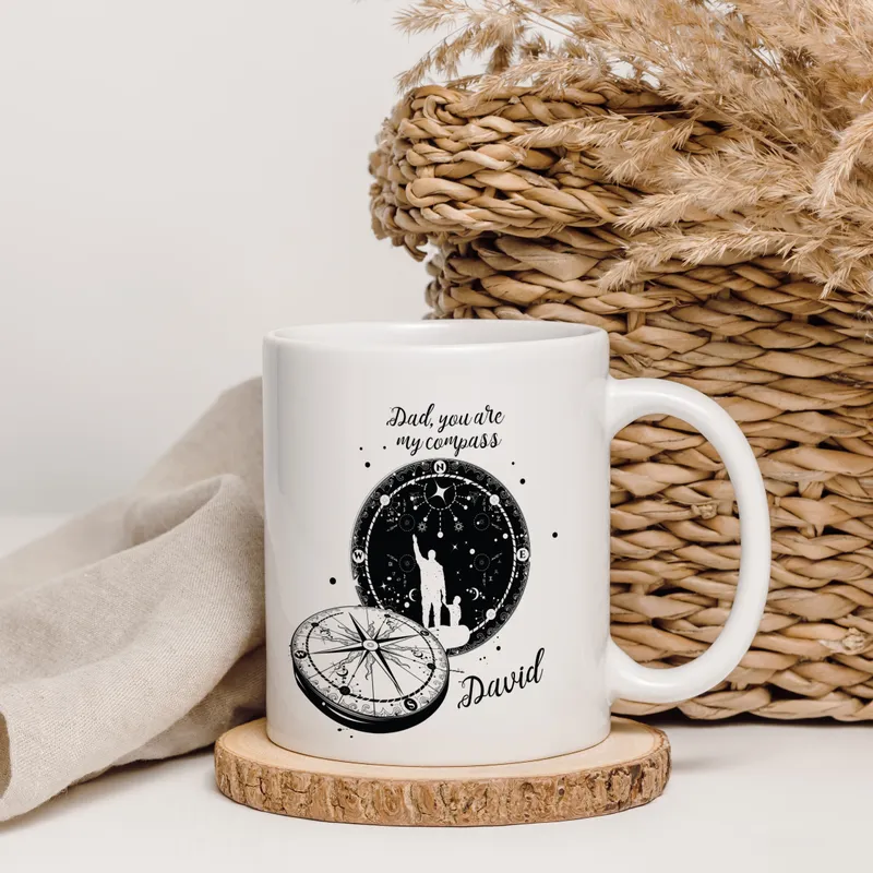 Porcelain Cup with Dad, You Are My Compass Design