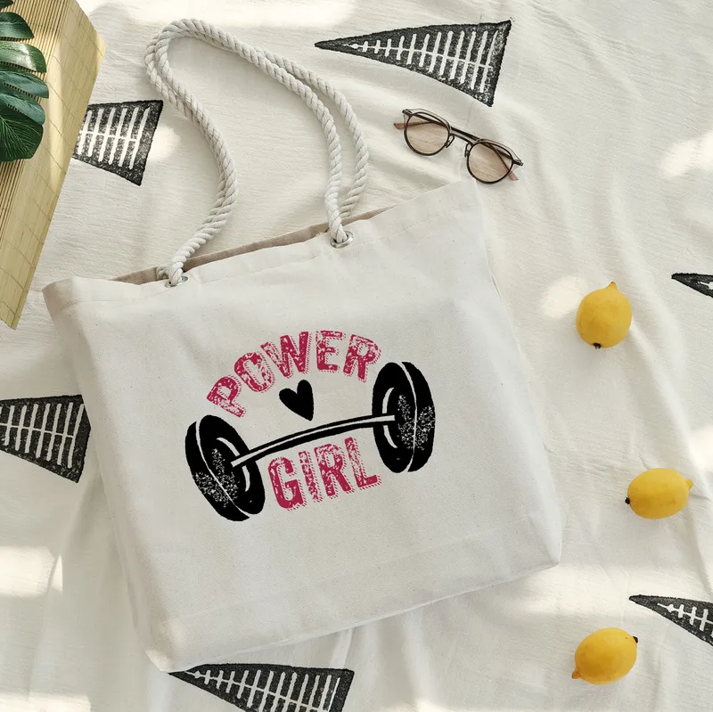 Power Girl Women Canvas Shoulder Tote Bag