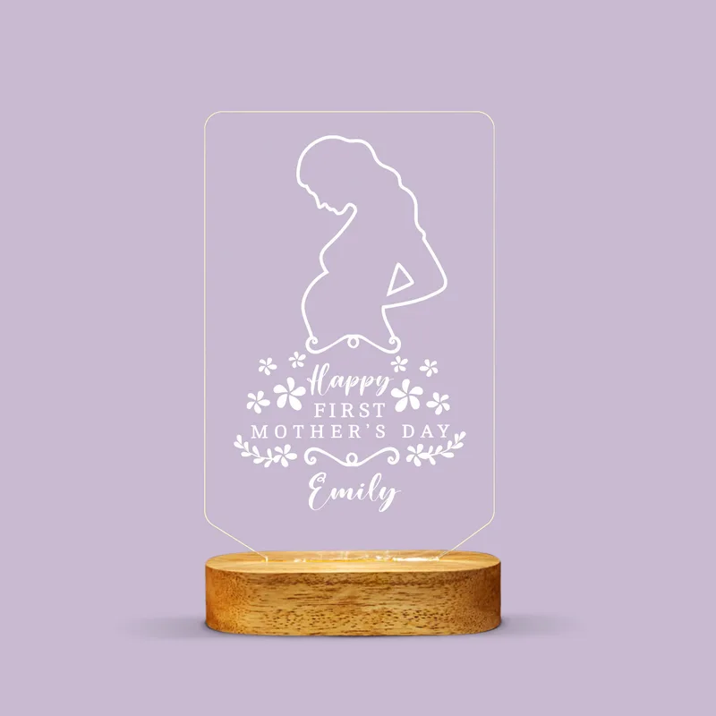 Personalised First Mother's Day 3D LED Lamp for Pregnant Wife