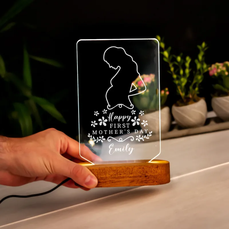 Personalised First Mother's Day 3D LED Lamp for Pregnant Wife