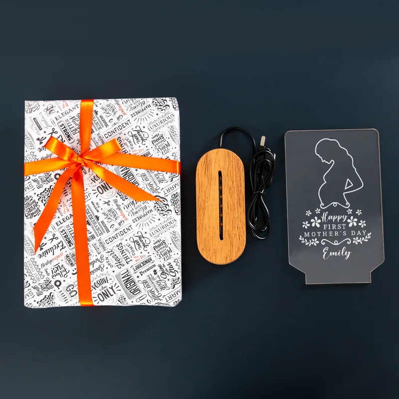 Personalised First Mother's Day 3D LED Lamp for Pregnant Wife