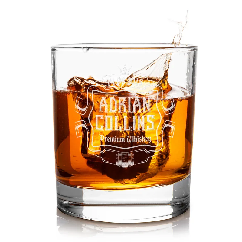 Premium Gifts for Dad Personalized Whiskey Glass Set with Wooden Box