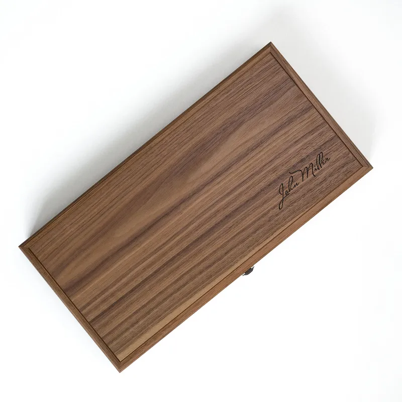 Premium Personalized Grooved Walnut Backgammon Set with Handwritten Style