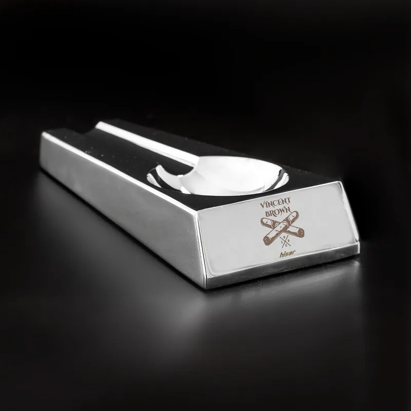 Premium Personalized Metallic Silver Aluminum Cigar Ashtray