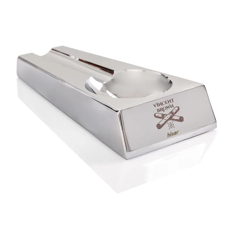 Premium Personalized Metallic Silver Aluminum Cigar Ashtray