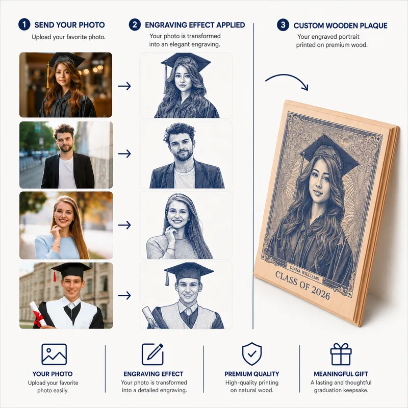 Printed Wood Photo Portrait Best Graduation Gift