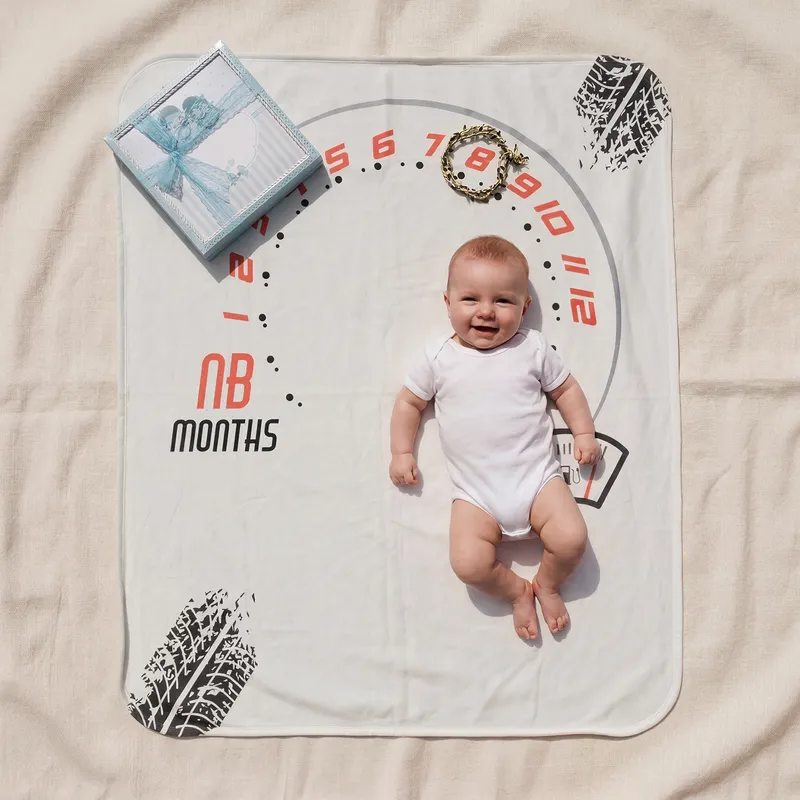 Racing Theme Baby Boy Monthly Milestone Blanket