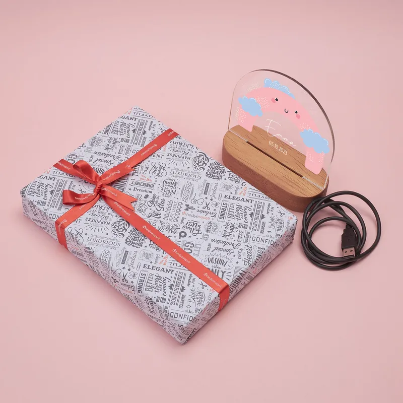 Rainbow Designed Night Lamp with Name and Date Personalization