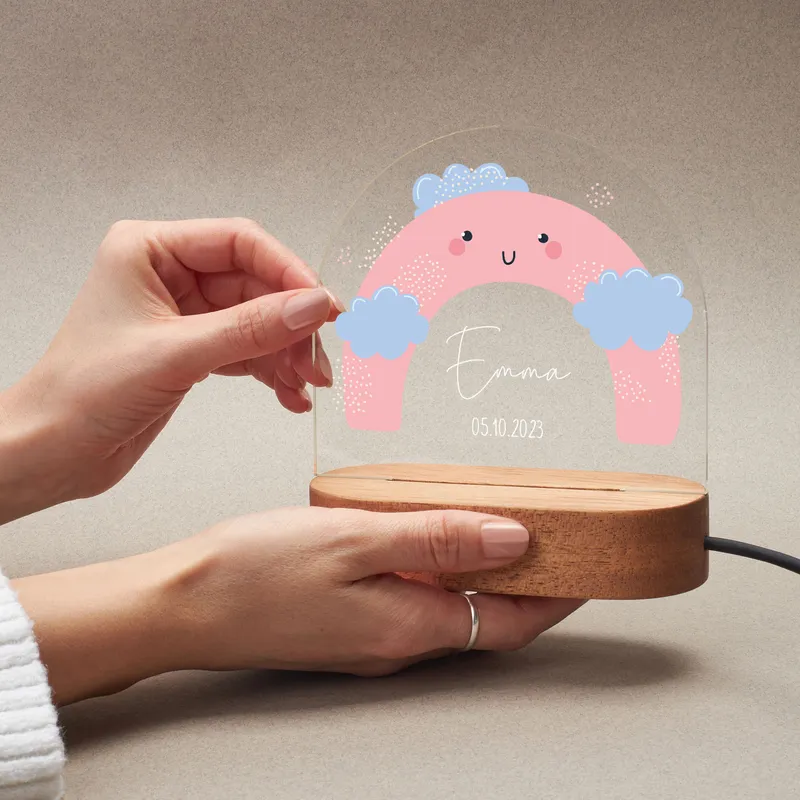 Rainbow Designed Night Lamp with Name and Date Personalization
