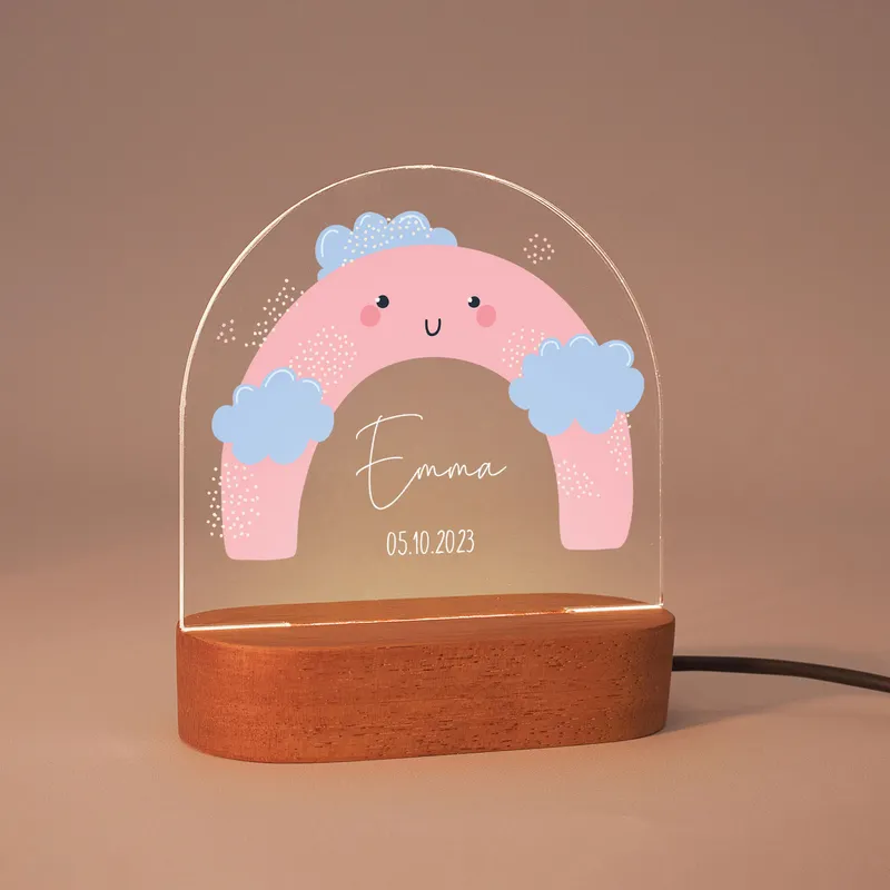 Rainbow Designed Night Lamp with Name and Date Personalization