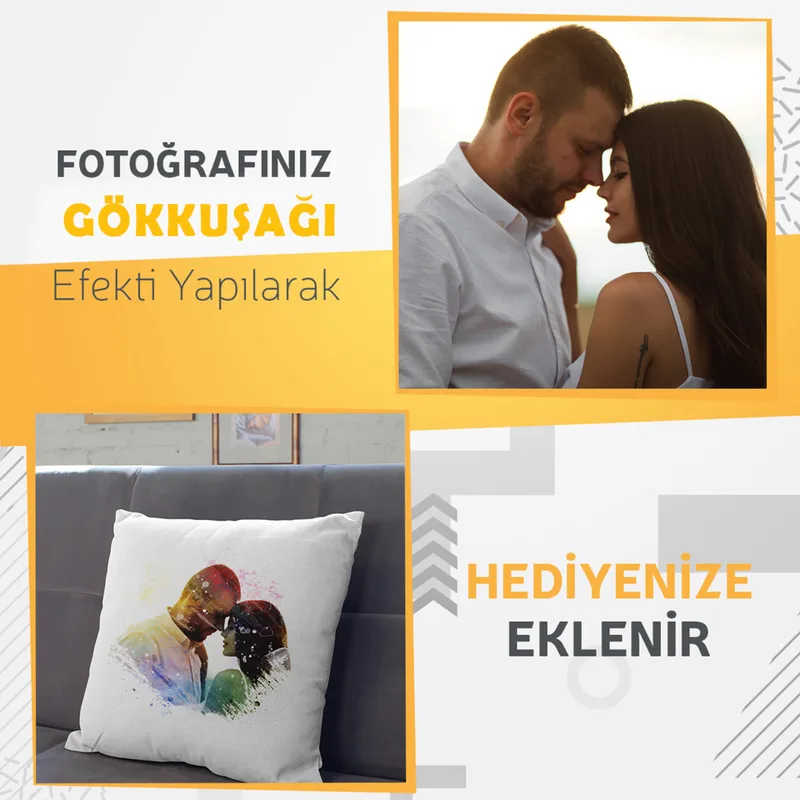 Personalised Rainbow Photo Cushion for Her