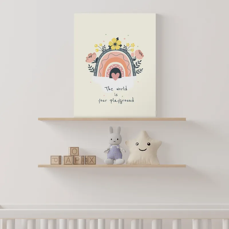 Rainbow Floral Designed Baby Room Art Print