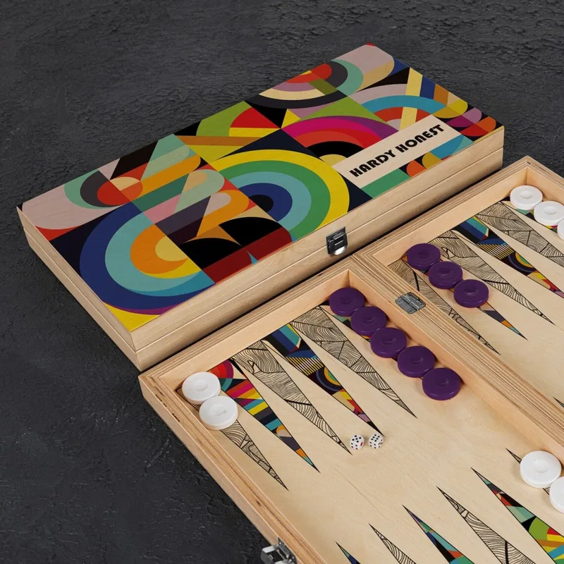 Personalised Retro Modern Backgammon Set for Adults and Teens