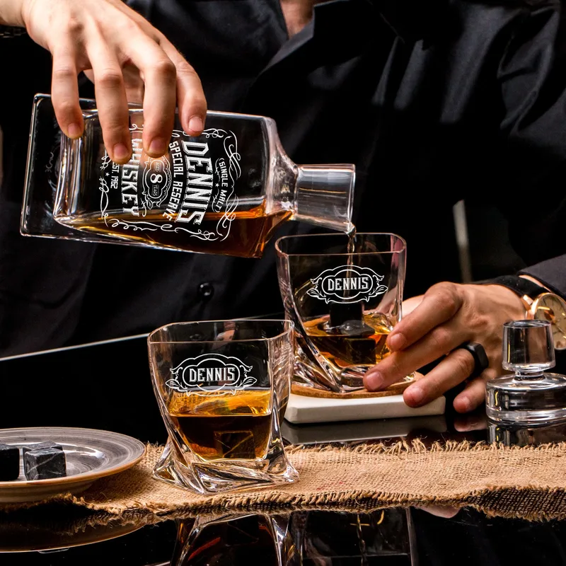 Retro Design Personalized Whiskey Decanter Set