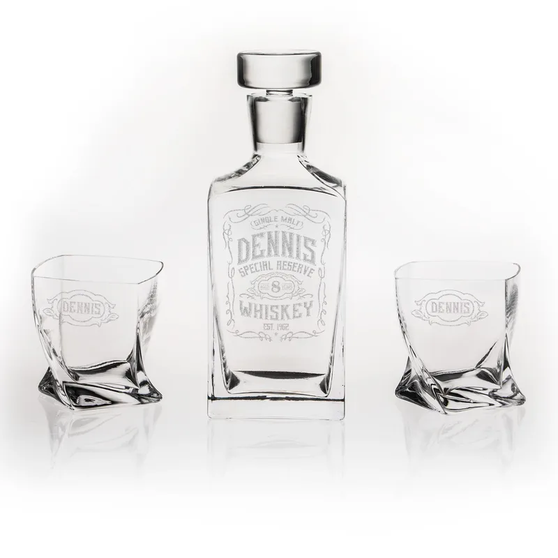 Retro Design Personalized Whiskey Decanter Set