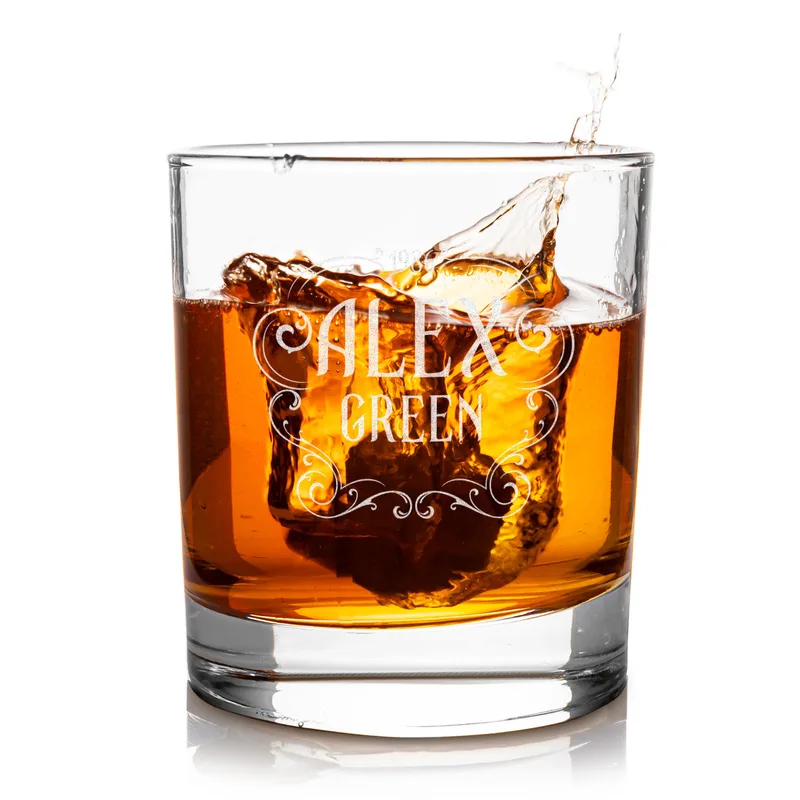 Retro Design Premium Personalized Whiskey Glass Set with Wooden Box