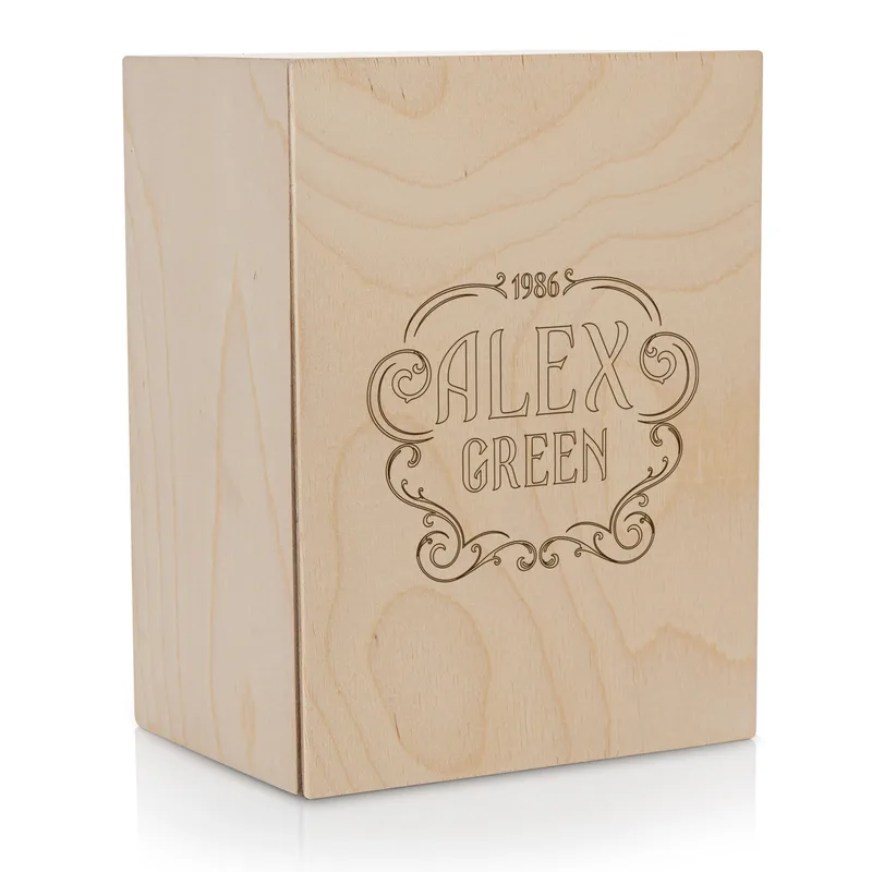 Retro Design Premium Personalized Whiskey Glass Set with Wooden Box