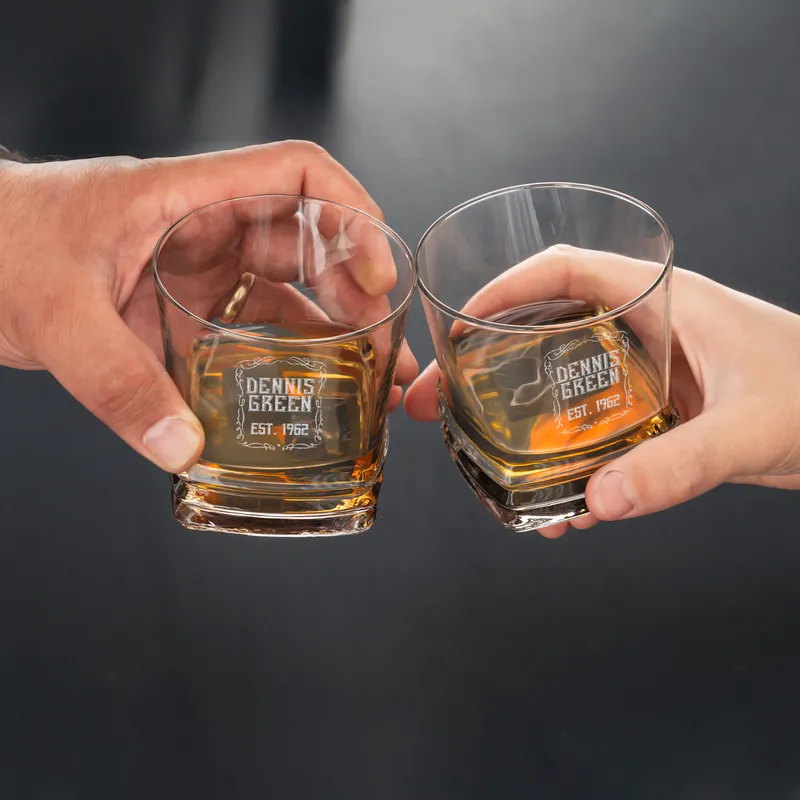 Retro Design Texas 2 Piece Whiskey Glasses Set