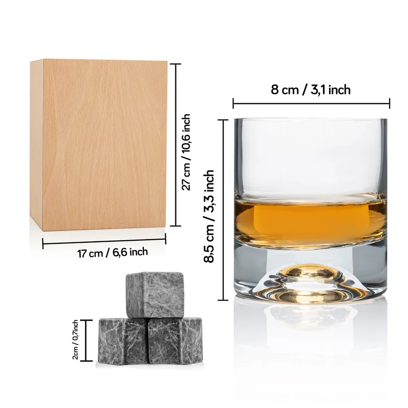 Personalized Whiskey Glass Set with Wooden Box