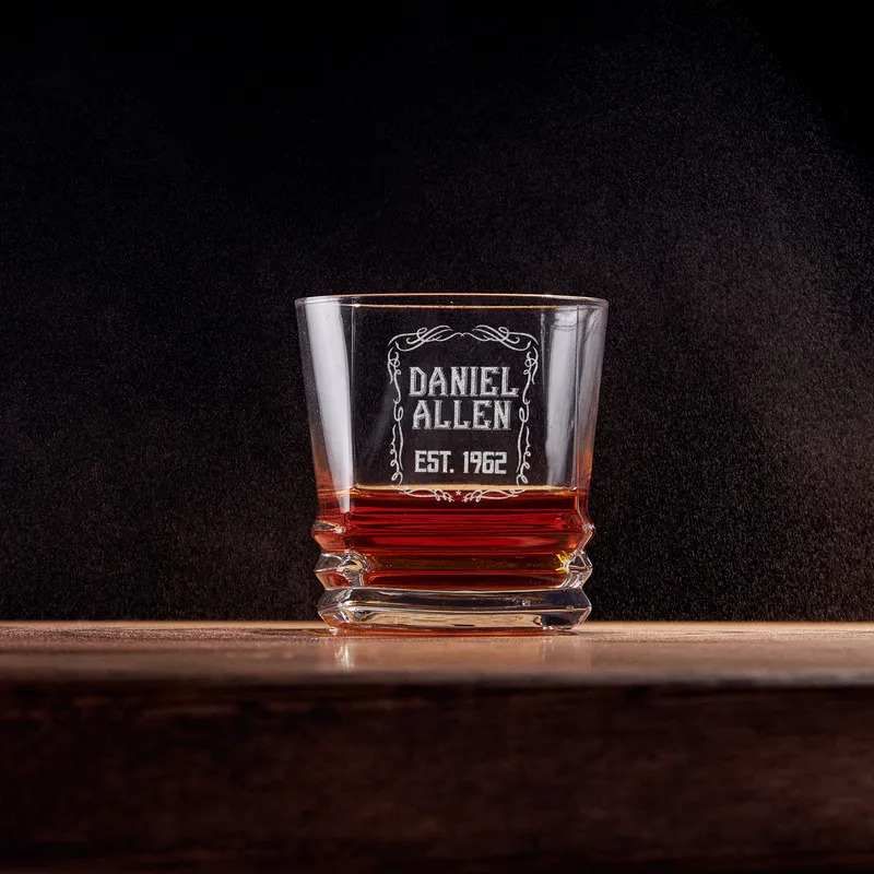 Personalised Texas Whiskey Glass Gift Set in Wooden Box