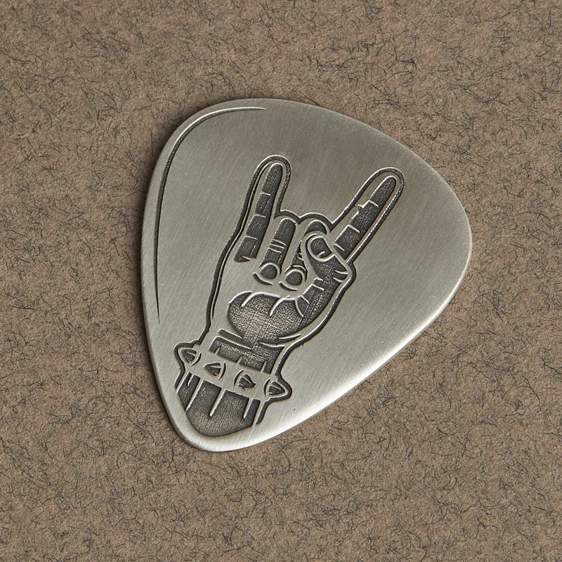 Rock'n Roll Designed Silver Guitar Pick