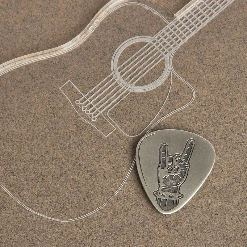 Rock'n Roll Designed Silver Guitar Pick