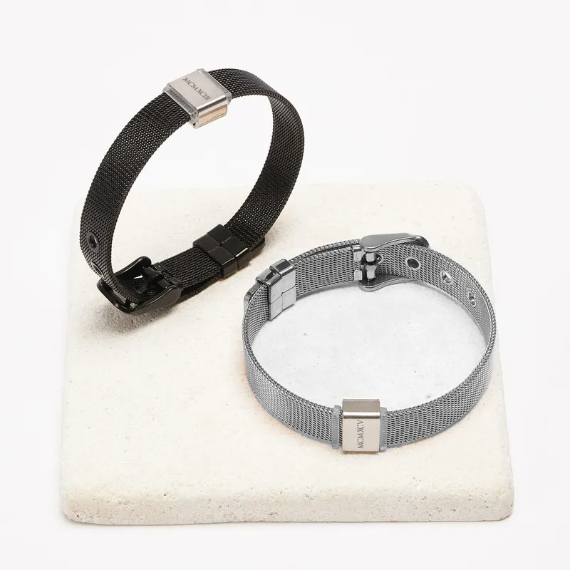 Roman Numeral and Initials Personalized Bracelet Set for Couples