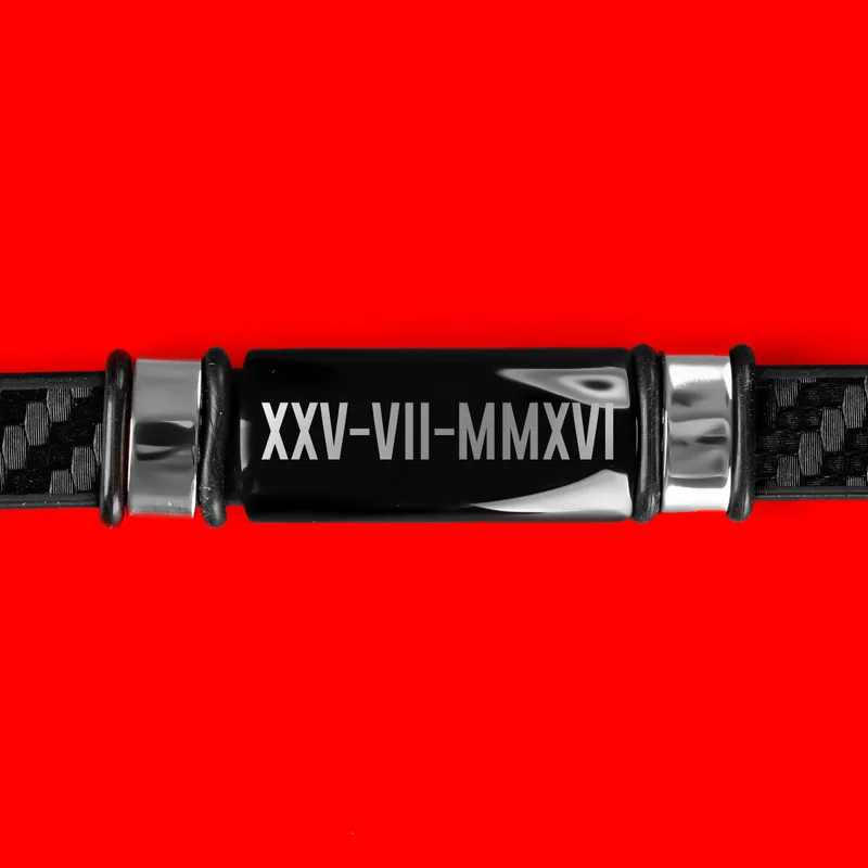 Roman Numerals Date Printed Leather Bracelet