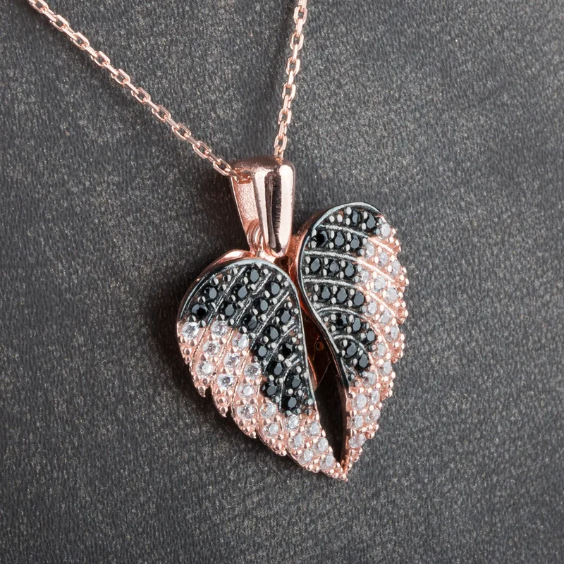 Personalised Angel Wing Heart Necklace for Her