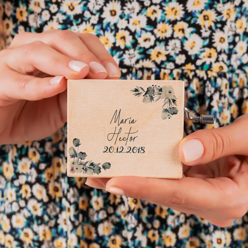 Romantic Couples Gift Name Written Wooden Music Box