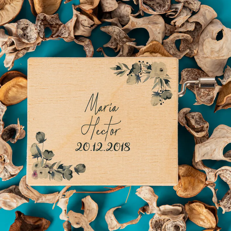 Romantic Couples Gift Name Written Wooden Music Box