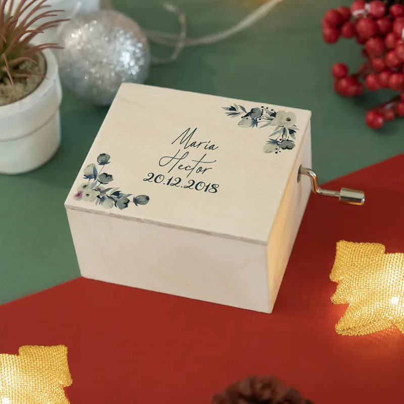 Romantic Couples Gift Name Written Wooden Music Box