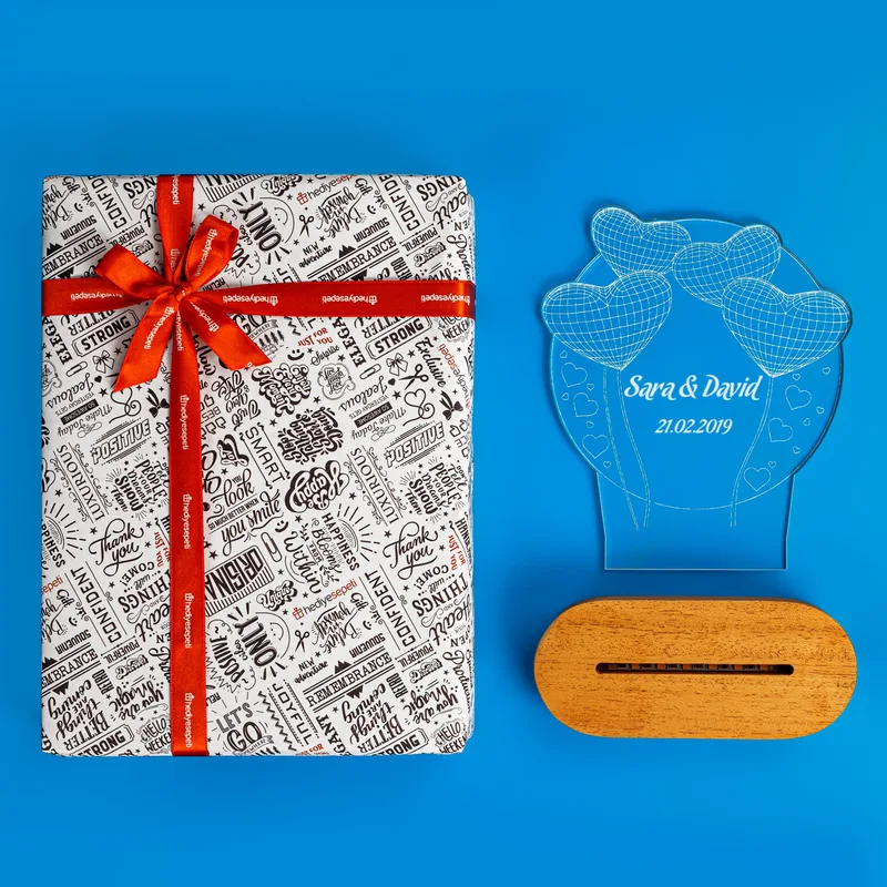 Romantic Gifts for Couples Heart Design with Name and Date 3D LED Lamp