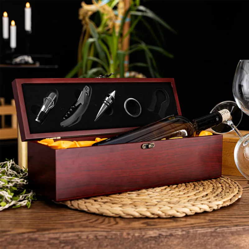 Romantic Gifts for Couples Personalized Wine Bottle Box and Wine  Accessories Set