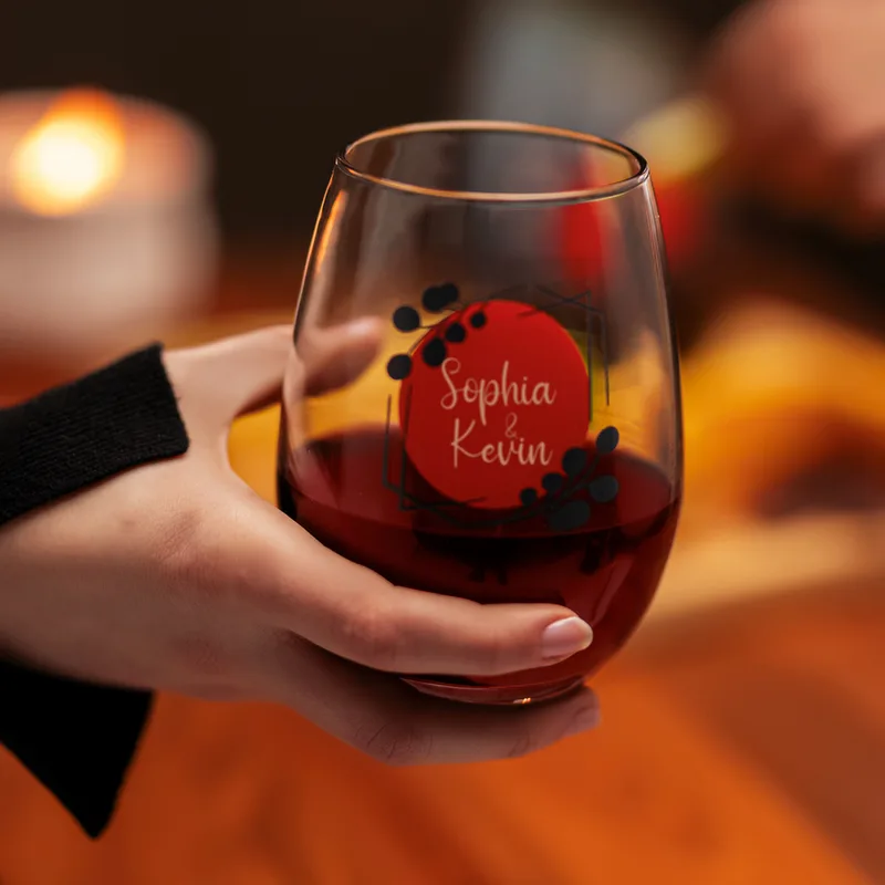 Personalised Wine Glass Set for Couples Romantic Gift