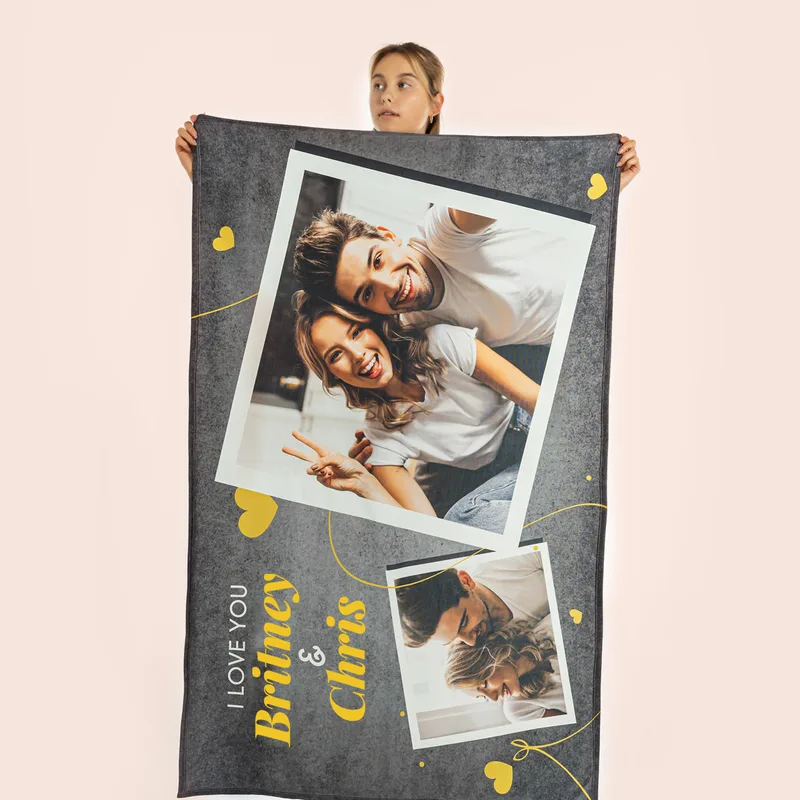 Personalised Photo Blanket for Couples Perfect for Movie Nights