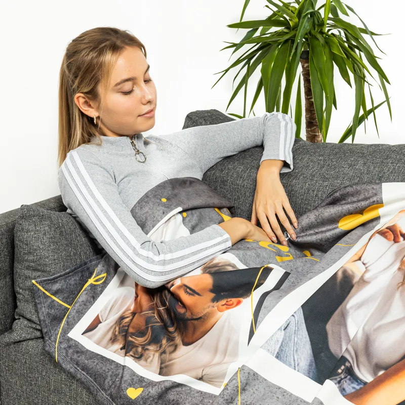 Personalised Photo Blanket for Couples Perfect for Movie Nights