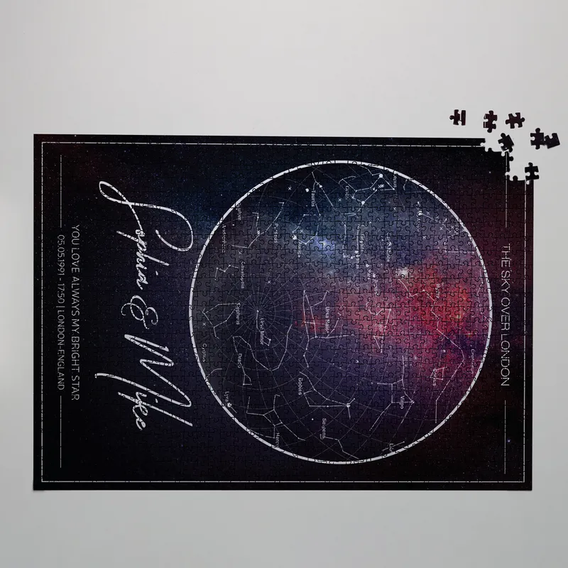 Romantic Gifts for Girlfriend Personalized Star Map 1000 Piece Personalized Puzzle