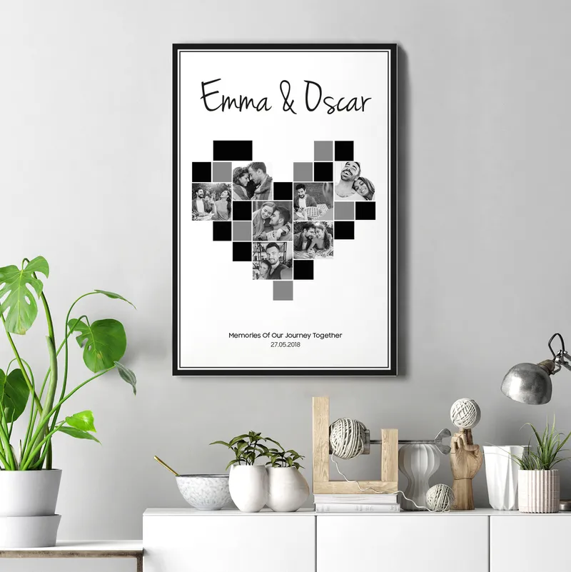 Personalised Romantic Heart Collage Canvas Art 16x24