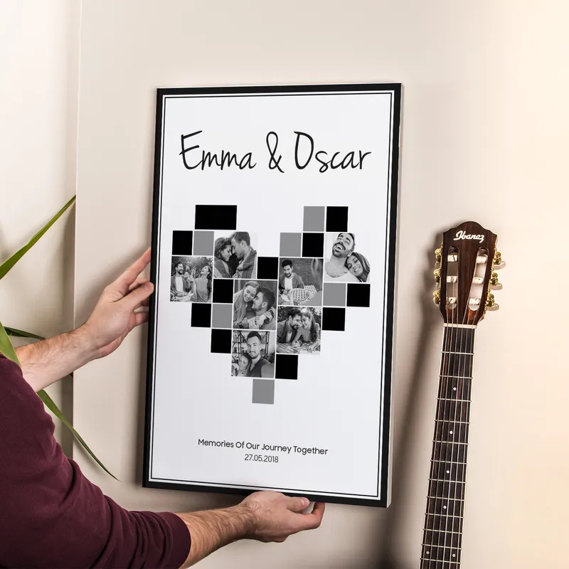 Personalised Romantic Heart Collage Canvas Art 16x24