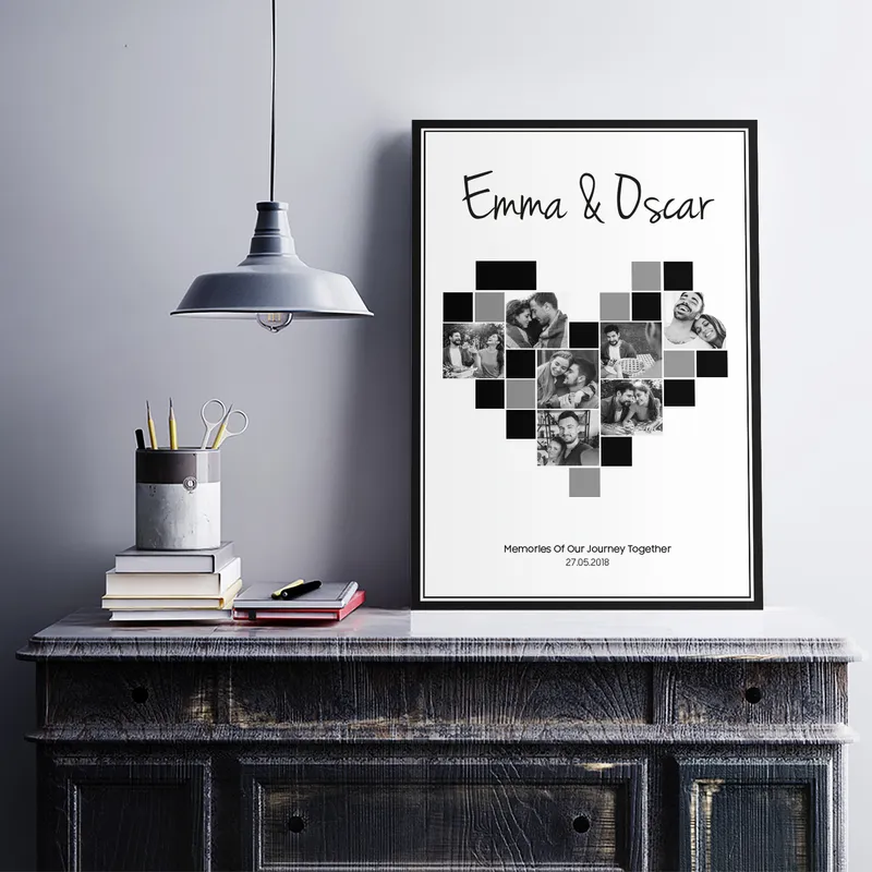 Personalised Romantic Heart Collage Canvas Art 16x24