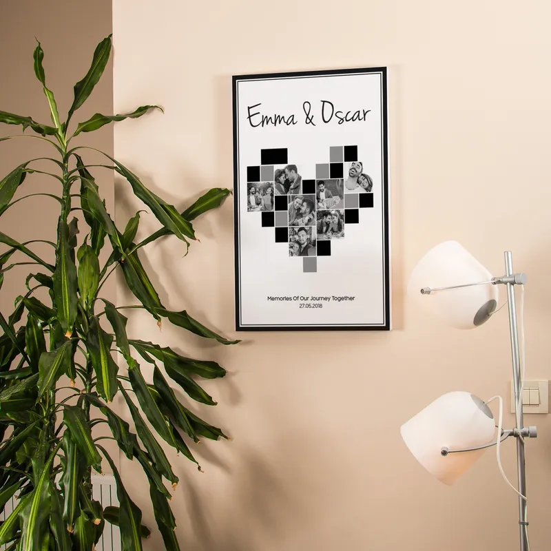 Personalised Romantic Heart Collage Canvas Art 16x24